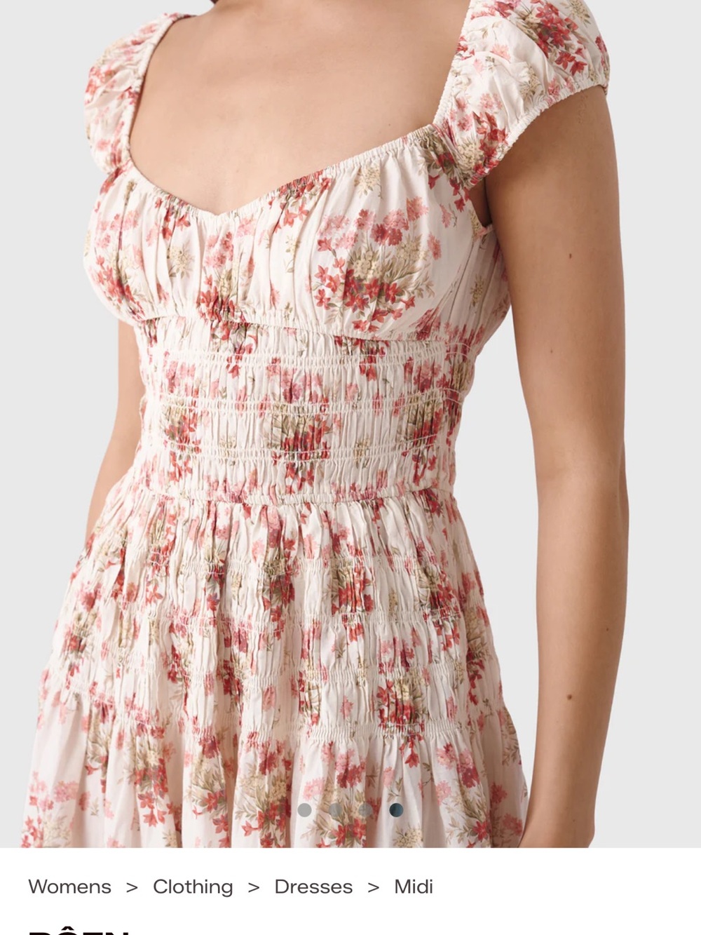 New with Tags!! Doen Blush Pink Floral Smocked Midi Dress - Picture 3 of 4